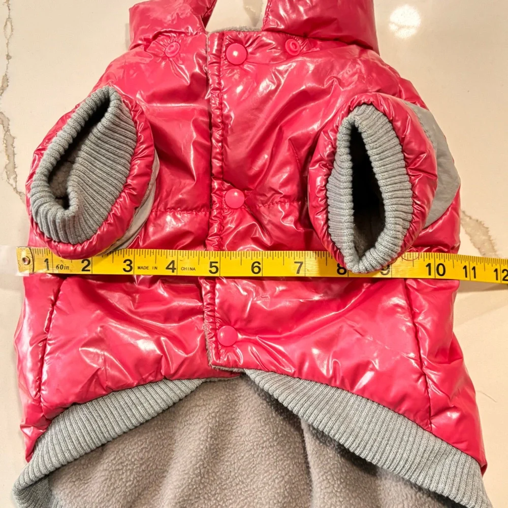 Pet Life Small Dog Puffer Jacket Pink Grey Gray Fleece Lined Snaps Hooded Small